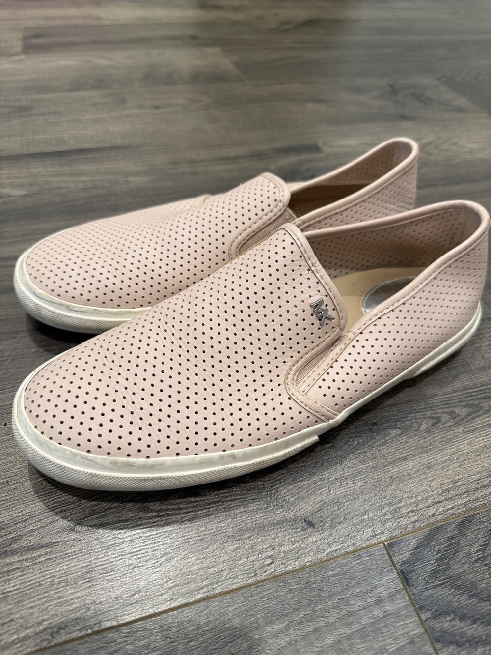 Michael Kors Light Pink Perforated Slip-On Sneakers